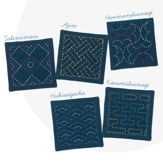 Sashiko Coaster Collection Kit – Indigo
