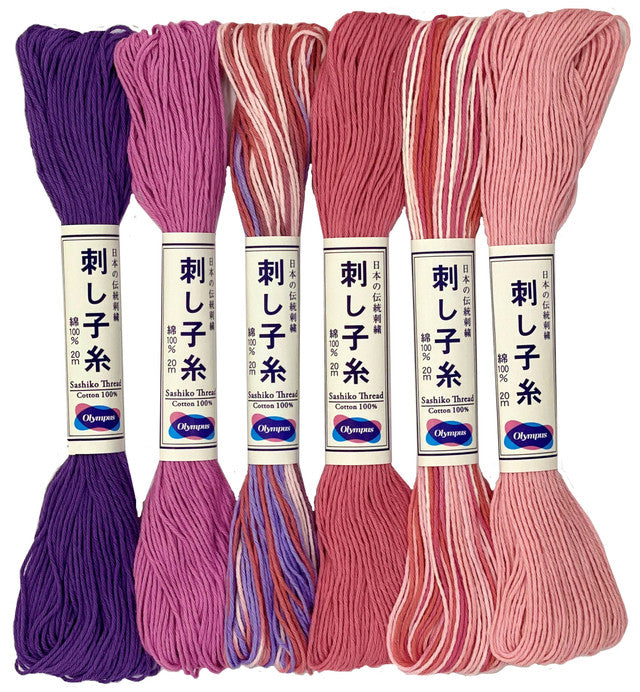 Olympus Sashiko Thread 20m Purple/Pinks Colour Collection PP6