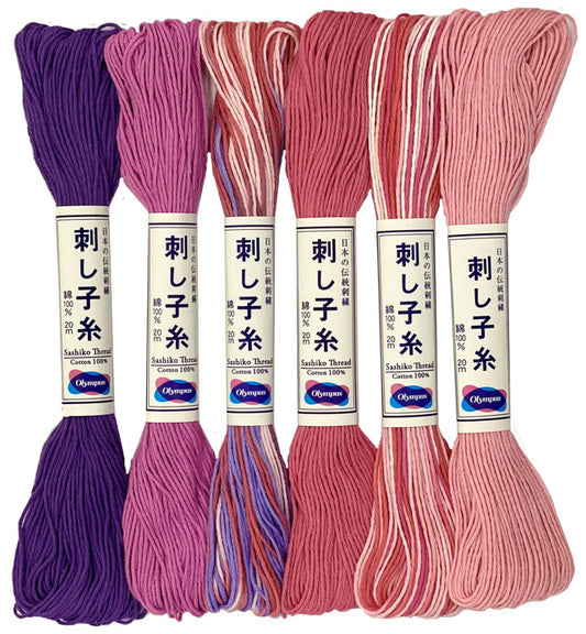 Olympus Sashiko Thread 20m Purple/Pinks Colour Collection PP6