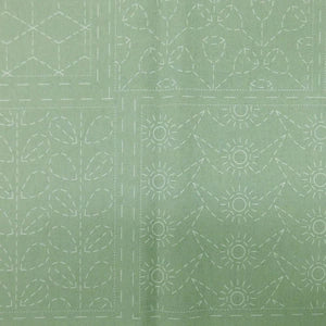 Devonstone Sashiko Panel: Botanical Stitchery Panel in Sage Green