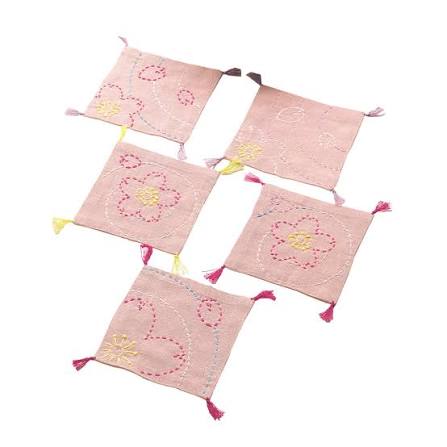 Sashiko Coaster Collection Kit – Dusty Pink - Set 158