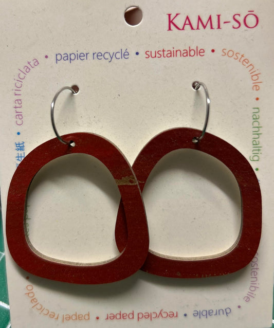 Multicoloured rounded square hoops - Dark Red and Gold